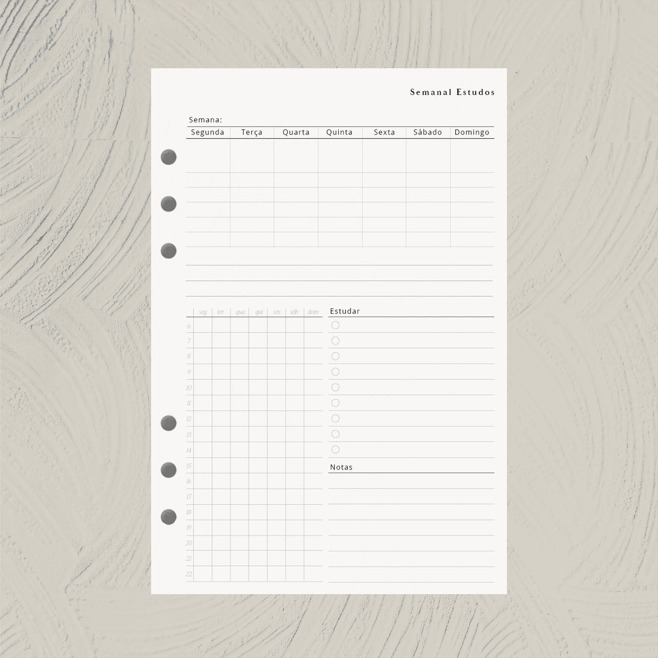 semanal para concurso vestibular estudante estudo mestrado