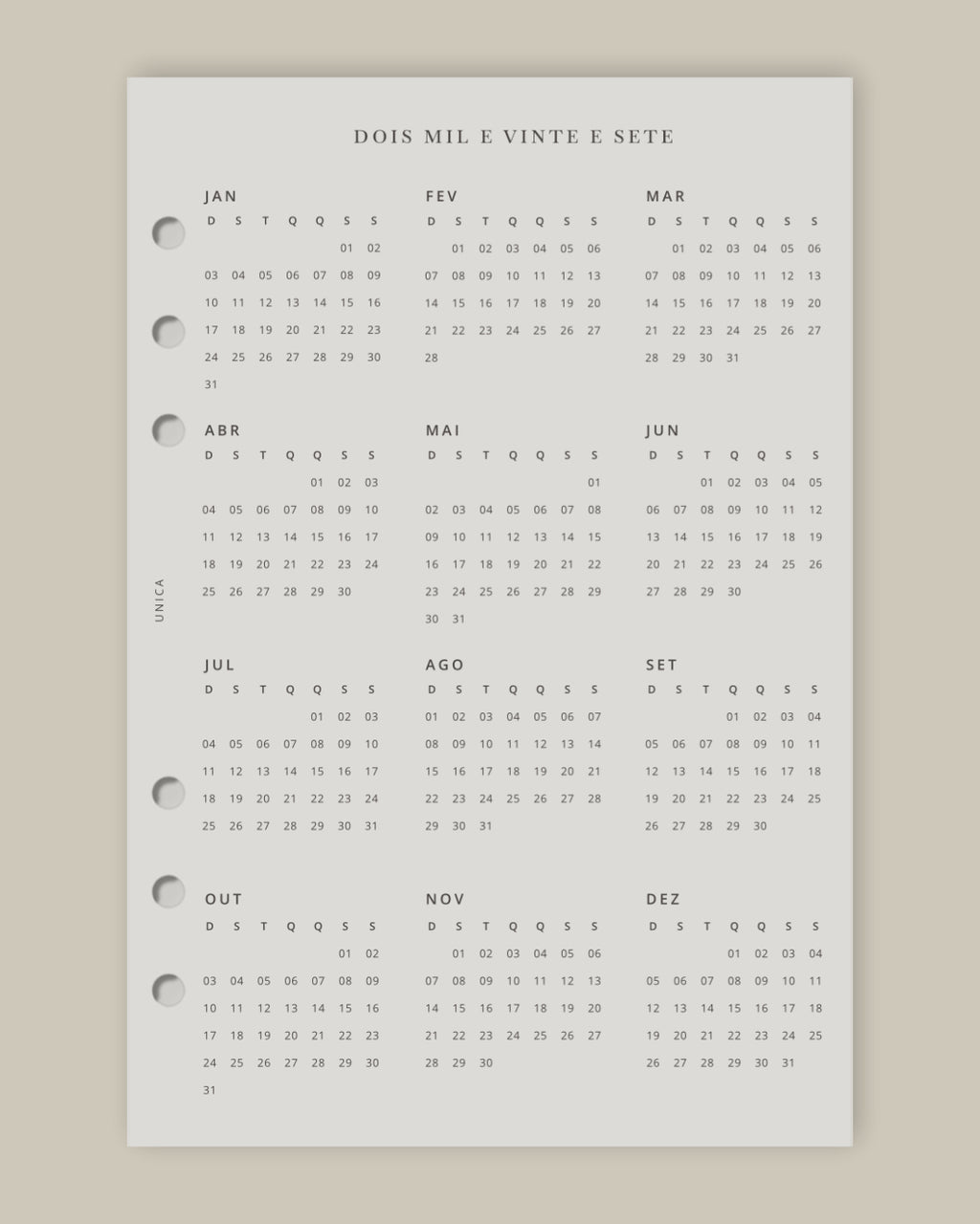 Vellum Calendário 2027