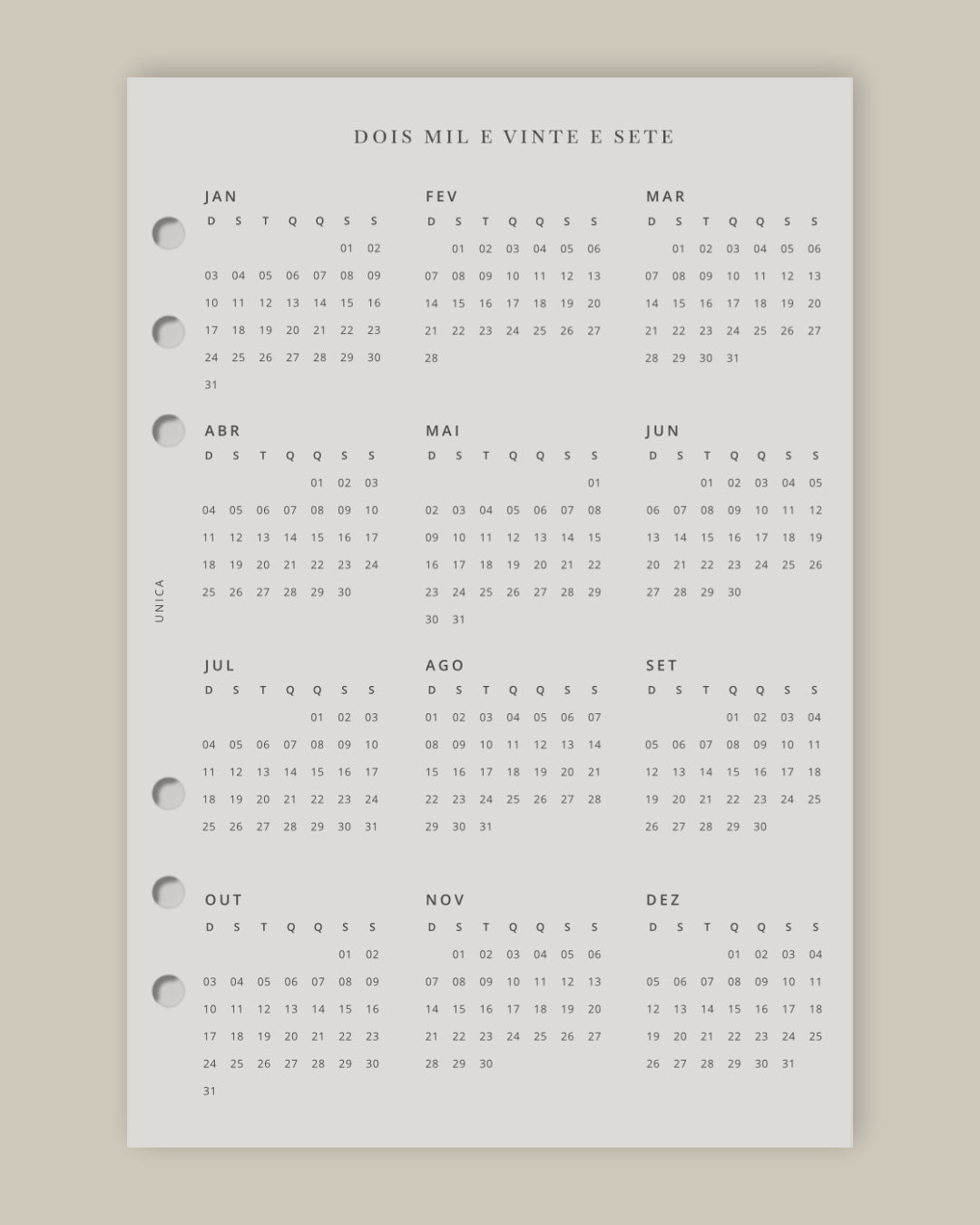 Vellum Calendário 2027