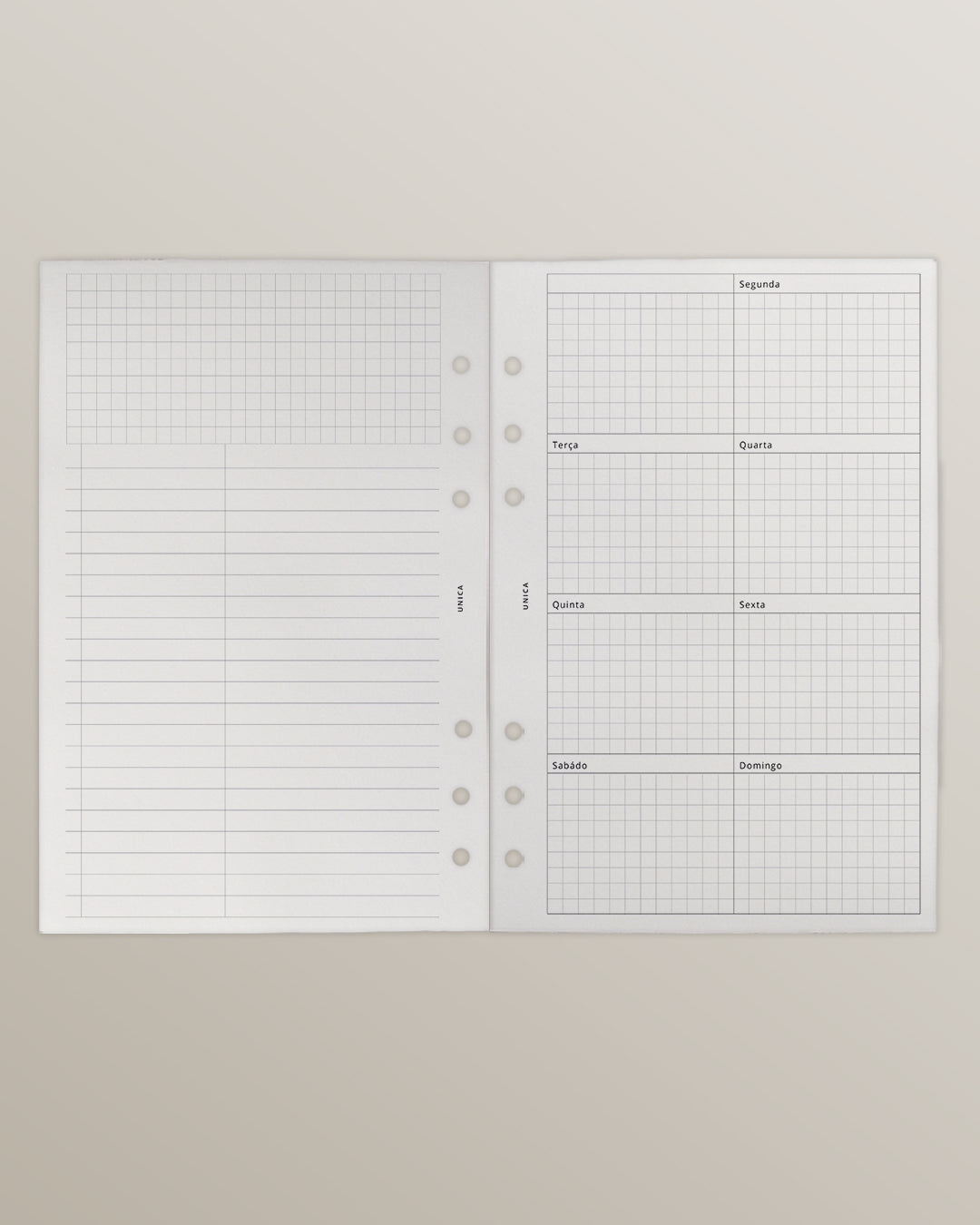Planner Sem Data Semanal sem Data Grid – Unica Planner